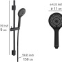 Wenko Brauseset Watersaving Schwarz mit Duschstange und Handbrause.