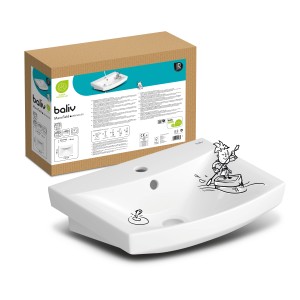 baliv Wand- & Aufsatzwaschtisch Mansfield, weiß, 50 cm. Keramik Handwaschbecken mit Hahnloch und Überlauf.