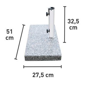 Grauer Schirmständer Granada aus Granit, 20 kg, für Balkonschirme bis Ø 200 cm.