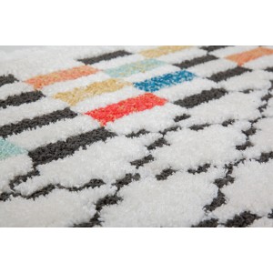 Kayoom Teppich Agadir 410, Multicolor, 200x290 cm, Hochflorteppich mit buntem Zickzack-Muster.