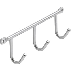 Siro Hakenleiste mit 3 Haken, Metall Chrom glänzend, 200mm Länge.