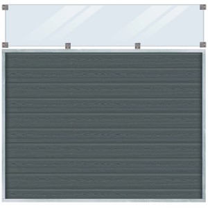 Plus Holz Sichtschutzzaun Artura WPC Schiefergrau mit Glas 180 cm x 175 cm