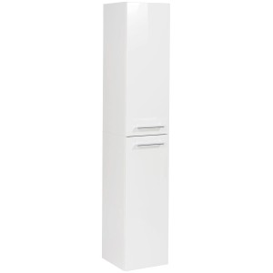 Weißer Fackelmann Bad-Hochschrank B.Perfekt, 30 cm breit, mit zwei Türen und Griffleisten.