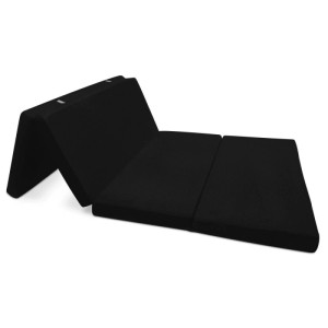 Beautissu Comfort Klappmatratze, 195x120x7cm, Schwarz, zusammengeklappt.