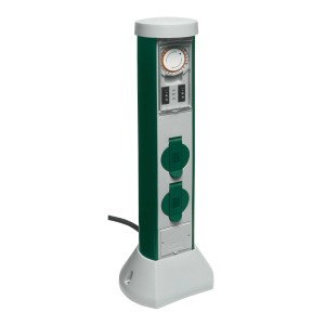 GreenCraft 2-fach Steckdose mit Zeitschaltuhr für den Außenbereich.