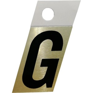 Metallschild Buchstabe G, 3,5 cm, selbstklebend für individuelle Beschriftungen.