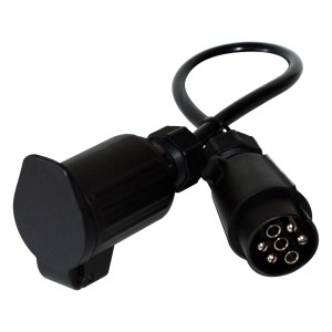 Las Adapterkabel 7 auf 13-polig für PKW Anhänger, 50cm, schwarz.