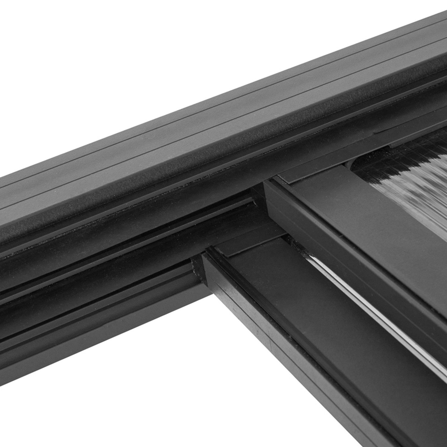 Detailansicht: Anthrazitfarbene Home Deluxe Terrassenüberdachung Solis Deluxe, Aluminiumrahmen.