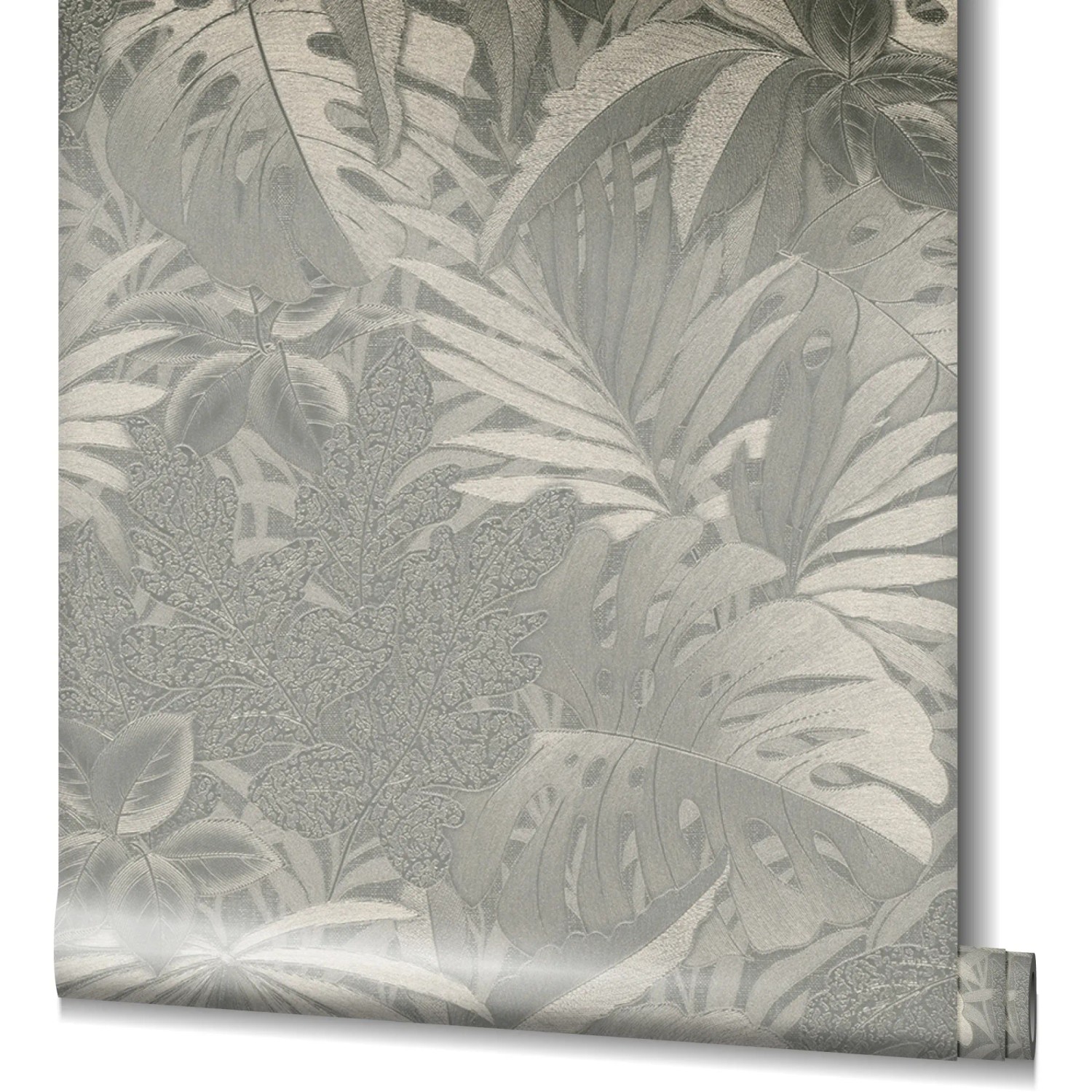 Marburg Vliestapete Botanica Floral Platin, Tapete mit floralem Muster in Platin.