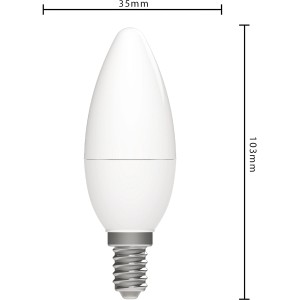 LED-Leuchtmittel E14 Kerze C35, 4,9W, 470lm, 3er-Set, Maße im Bild