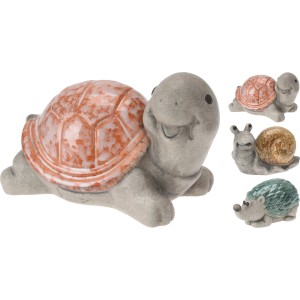 Deko-Tierfiguren aus Porzellan, 19 cm, 3-fach sortiert: Schnecke, Igel und Schildkröte für die Gartendekoration.
