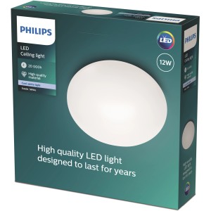 Verpackung der weißen Philips LED-Deckenleuchte Suede, 4 x 2,4 W, 4000 K.
