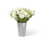 Ecopots Vase Pisa, weißgrau, 17,5 cm, mit weißen Blumen.
