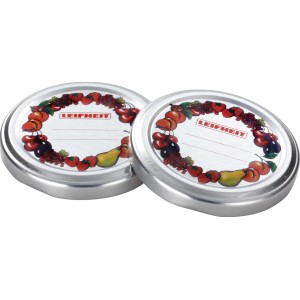 Leifheit Ersatzdeckel für Sturzglas 167ml, 10er-Set mit Fruchtdekor für Vorratsdosen.