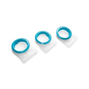 Drei Intex Filterbeutel für Pool Reinigungsset Deluxe, chlor- und salzwasserbeständig.