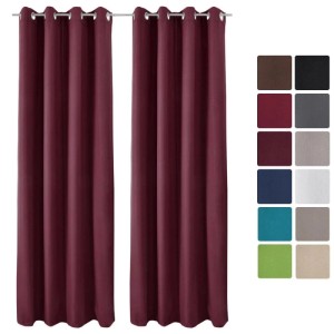2 Bordeaux Beautissu Thermo Vorhänge Amelie 140x245 cm mit Ösen, Verdunkelung