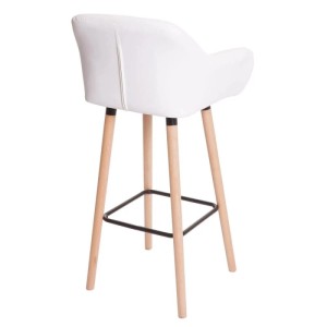 2er-Set Barhocker Vaasa T381, weißes Kunstleder, Holzbeine und Fußablage.