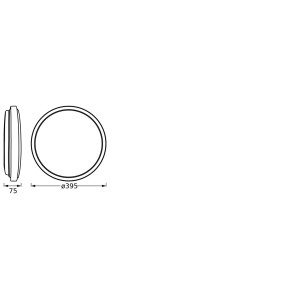 Technische Zeichnung der schwarzen LED-Deckenleuchte Orbis London, Durchmesser 39,5 cm.