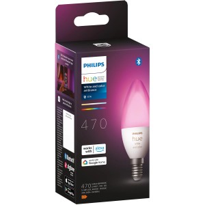 Philips Hue E14 LED-Lampe, White & Color Ambiance, Kerzenform, 470 lm, 1er-Pack.