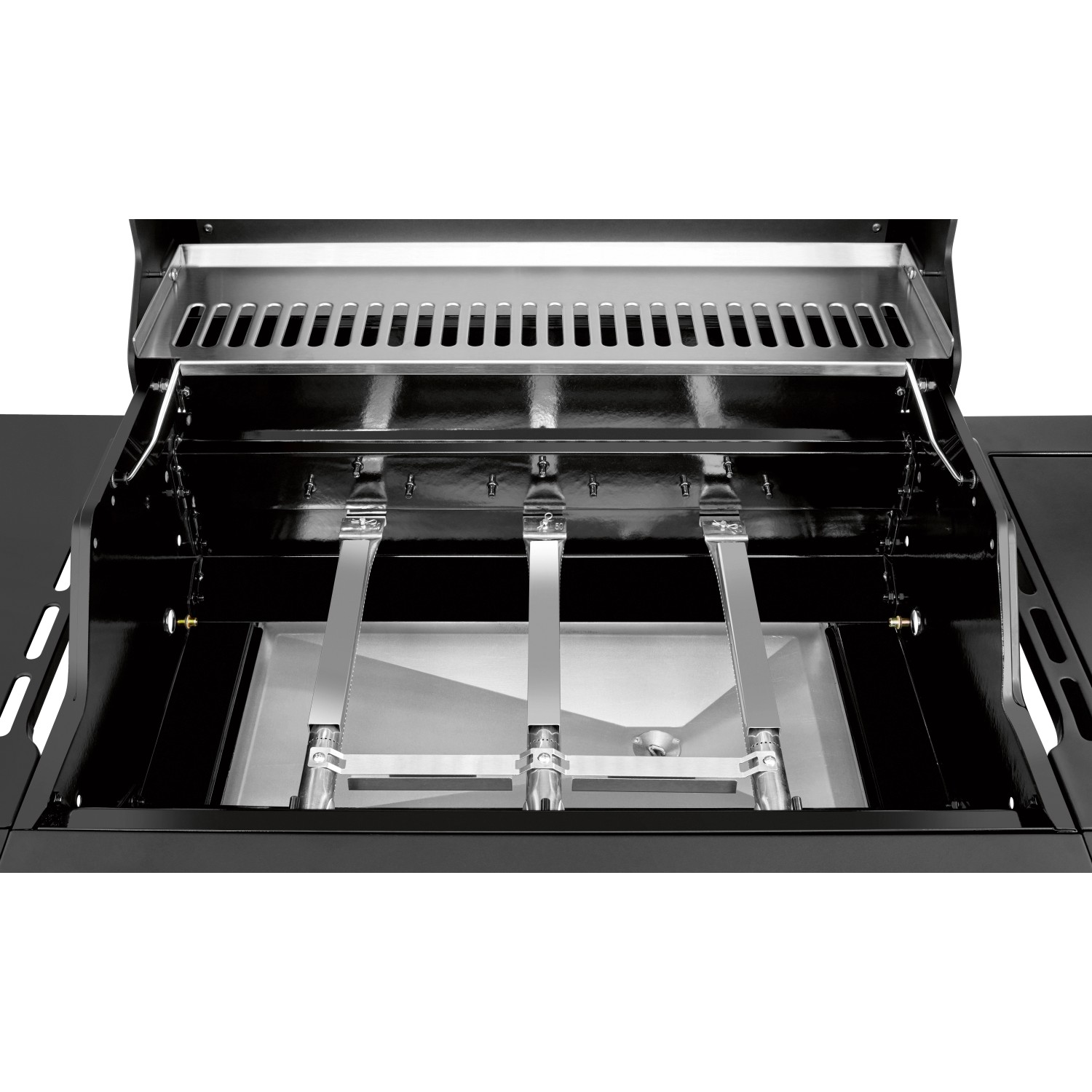 Innenansicht Jamestown Knox II Gasgrill mit 3 Brennern und Devil's Zone.