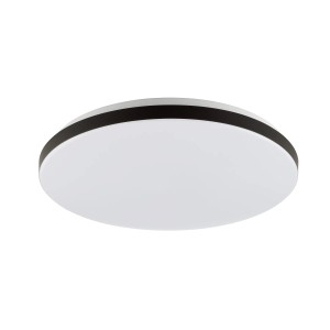 Runde, smarte LED-Deckenleuchte Livio mit RGB & CCT Funktion in Weiß-Schwarz, Ø 38,5 cm.