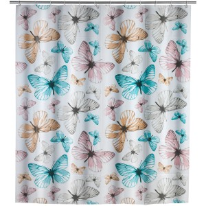 Wenko Duschvorhang Butterfly mit bunten Schmetterlingen, 180x200 cm.
