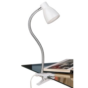 Weiße Briloner LED-Klemmleuchte Grip mit flexiblem Arm und Klemme.