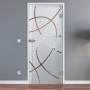 Moderne Levidor Glastür mit teilsatiniertem Glas, elegantem Linienmuster und silbernem Griff. Ideal für Office & Studio.