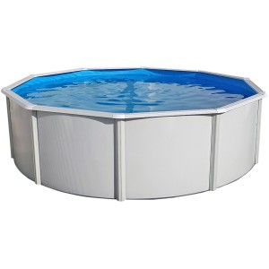 Steinbach Stahlwand-Pool Set Highline, Ø 460 cm, gefüllt mit blauem Wasser.