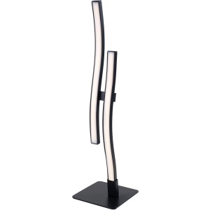 Schwarze Näve LED Tischleuchte Onda, 44 cm hoch, wellenförmiges Design für Schreibtisch oder Nachttisch.