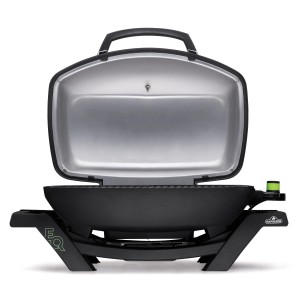 Napoleon TravelQ PRO 285E Elektrogrill, mobil mit geöffnetem Deckel.