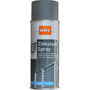OBI Zinkstaub Spray, Grau matt, 400ml. Spezial-Spray für Metall, verzinkte Materialien und Stahl.
