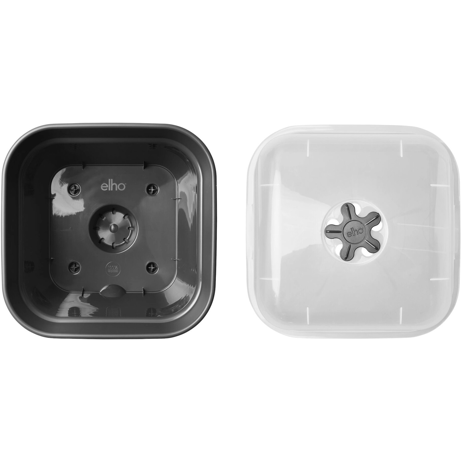 Elho Anzuchttopf Green Basics All-in-One, 24,5 cm, Schwarz, mit Haube, für die Pflanzenanzucht.