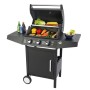El Fuego Gasgrill San Angelo mit 3 Brennern, Ablagen und Unterschrank. Grill mit Gemüse und Grillgut.