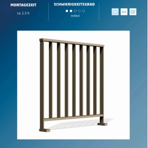 Geländer Set Linus Aluminium Anthrazit - 1.200 x 1.000 mm seitliche Montage