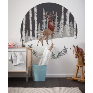 Selbstklebende Komar Vliesfototapete Dot Bambi Great Prince (Ø 125cm) im Kinderzimmer.