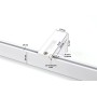 Weiße 1-lauf Gardinenschiene mit Wandträger, detaillierte Maße für die Montage. Aluminium-Profil, ideal für Loft-Stil.