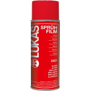 Rote Sprühdose Lukas Sprühfilm Glanz 400ml für Öl-, Acryl- & Temperamalerei.