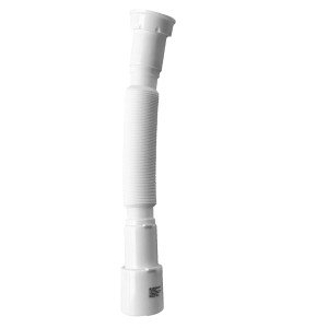 Weißes, flexibles Anschlussrohr (44,9 mm) für Spüle von Kirchhoff. Magic Pipeflex für Küchenumbau.