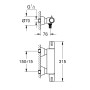 Technische Zeichnung: Grohe Grohtherm Special Thermostat-Waschtischbatterie für Wandmontage mit Maßen.