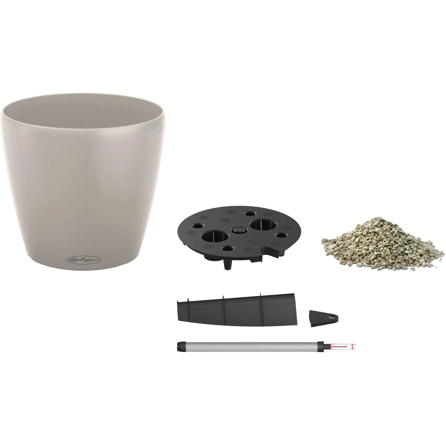 Lechuza Classico Color Pflanzgefäß, Ø 35cm, sandbraun, mit Bewässerungssystem und Zubehör.