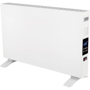 Weißer Digital-Konvektor Hitra Elektroheizung mit LED-Display und Standfüßen.