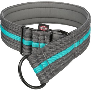 Trixie Zugstopp Halsband Fusion, Größe M-L, graphit/ozean, für Hunde, mit Neoprenpolsterung und reflektierenden Elementen.