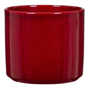 Runder, glänzender Übertopf 631/14 MYSTIC RED aus dunkelroter Keramik, wasserdicht, 14 cm Durchmesser.