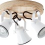 Brilliant Spot Seed 3er, weiße Wandlampe mit Holzrondell, schwenkbare Spots für GU10 Leuchtmittel.