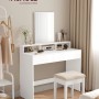 Weißer Vasagle Schminktisch mit Spiegel und Hocker, modernes Design.
