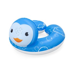 Bestway Schwimmring mit Pinguin-Motiv, blauer offener Schwimmreifen für Kinder ab 2 Jahren.