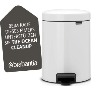 Weißer Brabantia NewIcon Treteimer, 5 Liter. Kompakter Mülleimer mit Pedal.