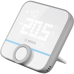Bosch Smart Home Heizkörperthermostat II, eckig, mit LED-Display zur Temperaturregelung.
