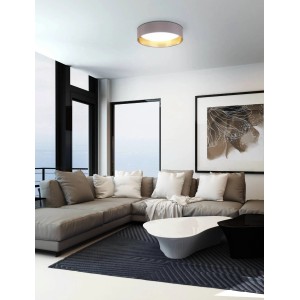EGLO LED-Deckenleuchte PALOMARO 2 in Cappuccino-Gold, Textilschirm, warmweißes Licht im Wohnzimmer.